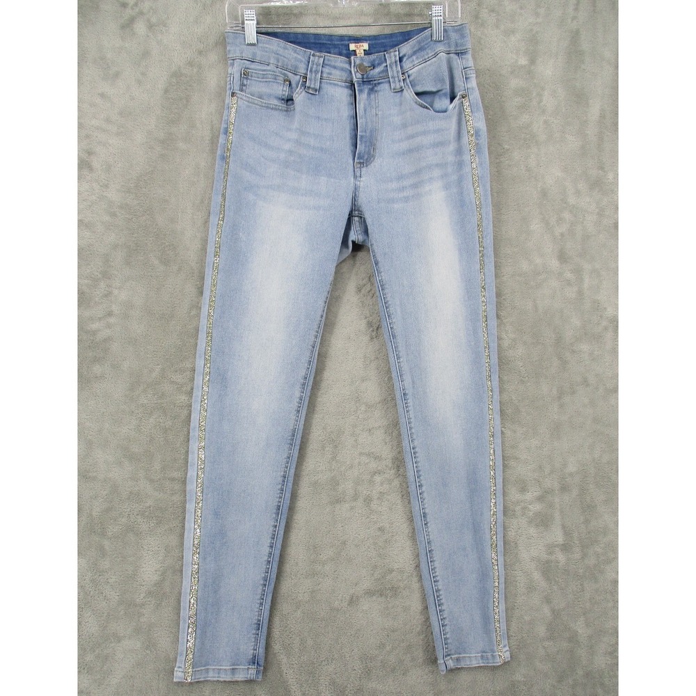 Reba Jeans Womens Size 4 Skinny Stretch Denim Light Wash Silver Stripe Skinny